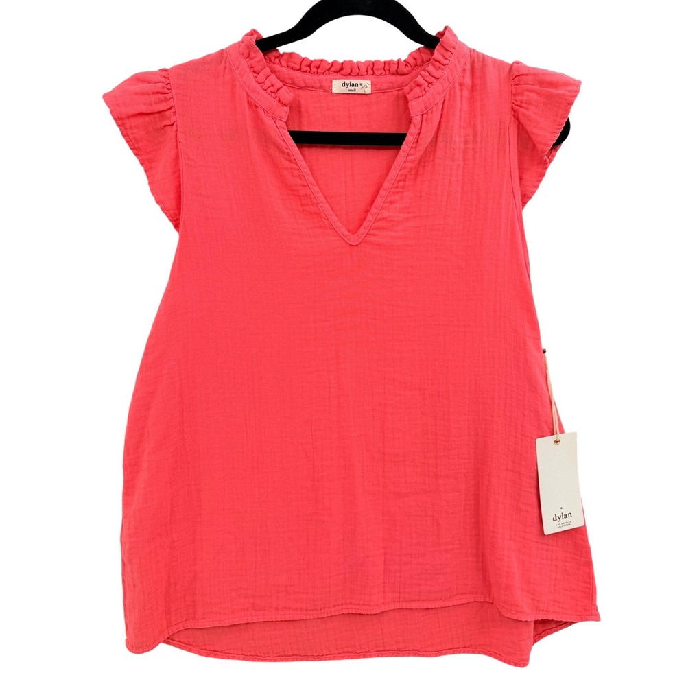 NWT Dylan Gracie Top 100% Double Layer Cotton Gauze Small Coral Pink Coastal